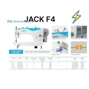 Máquina plana mecatrónica liviana JACK F4 con motor servo incorporado, luz LED y posición de aguja automática, ideal para costura en telas livianas y pesadas