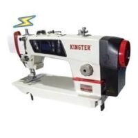 Máquina plana mecatrónica KINGTER KT-D3H con motor servo y panel digital, ideal para costura profesional en tejidos ligeros y medianos.