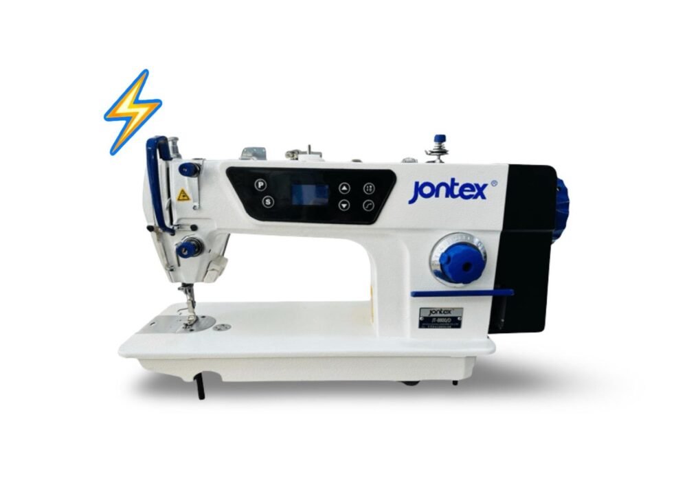 Máquina plana mecatrónica JONTEX JT-8800/D con motor servo integrado para costura industrial precisa y eficiente.
