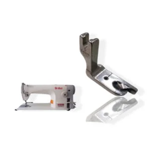 Prensatela para dobladillo pañuelo de 5.6 mm, referencia 120840, ideal para costuras finas en máquinas de coser industriales.