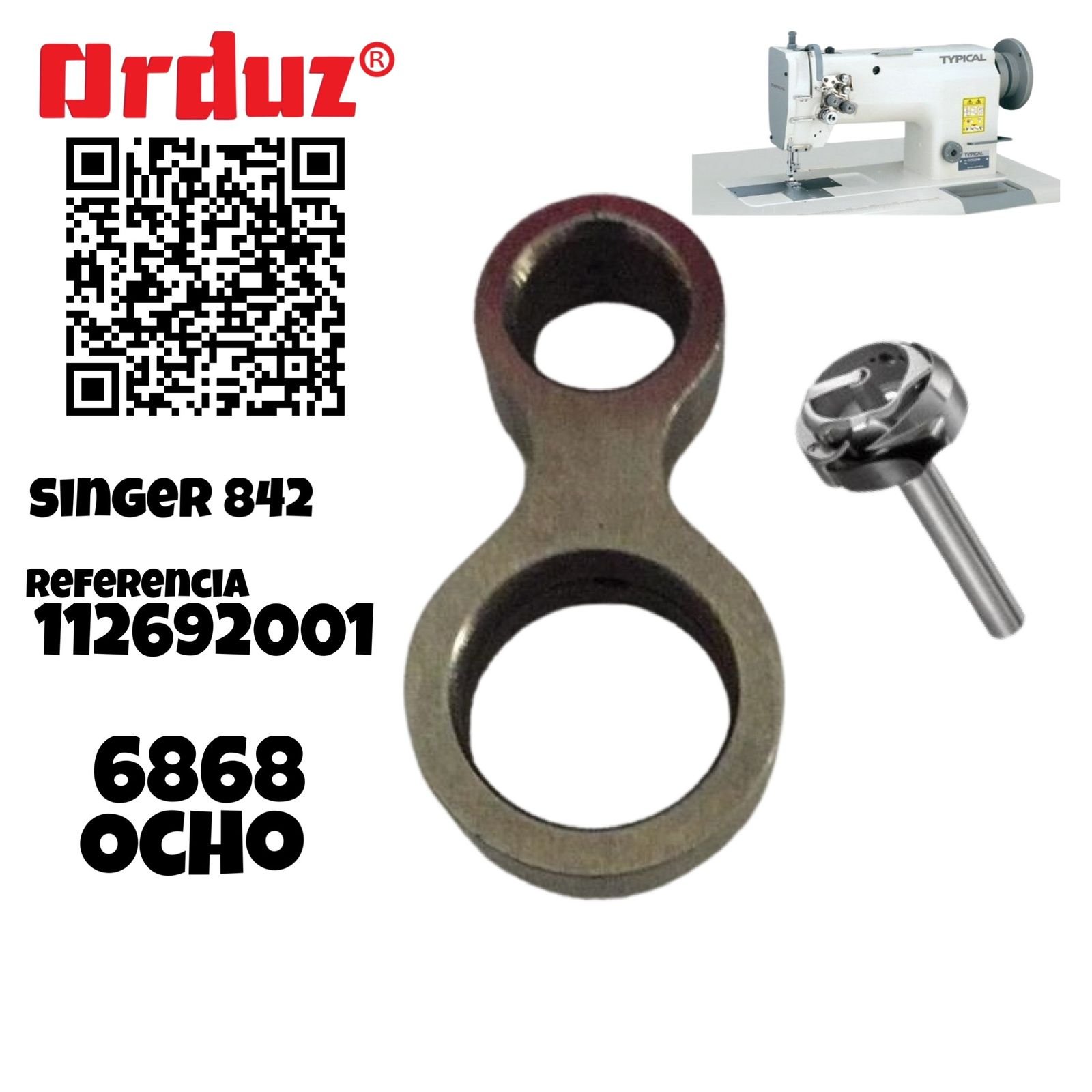 112692001 OCHO MAQUINA DOS AGUJAS GANCHO PEQUEÑO SINGER 842 OCHO GANCHO