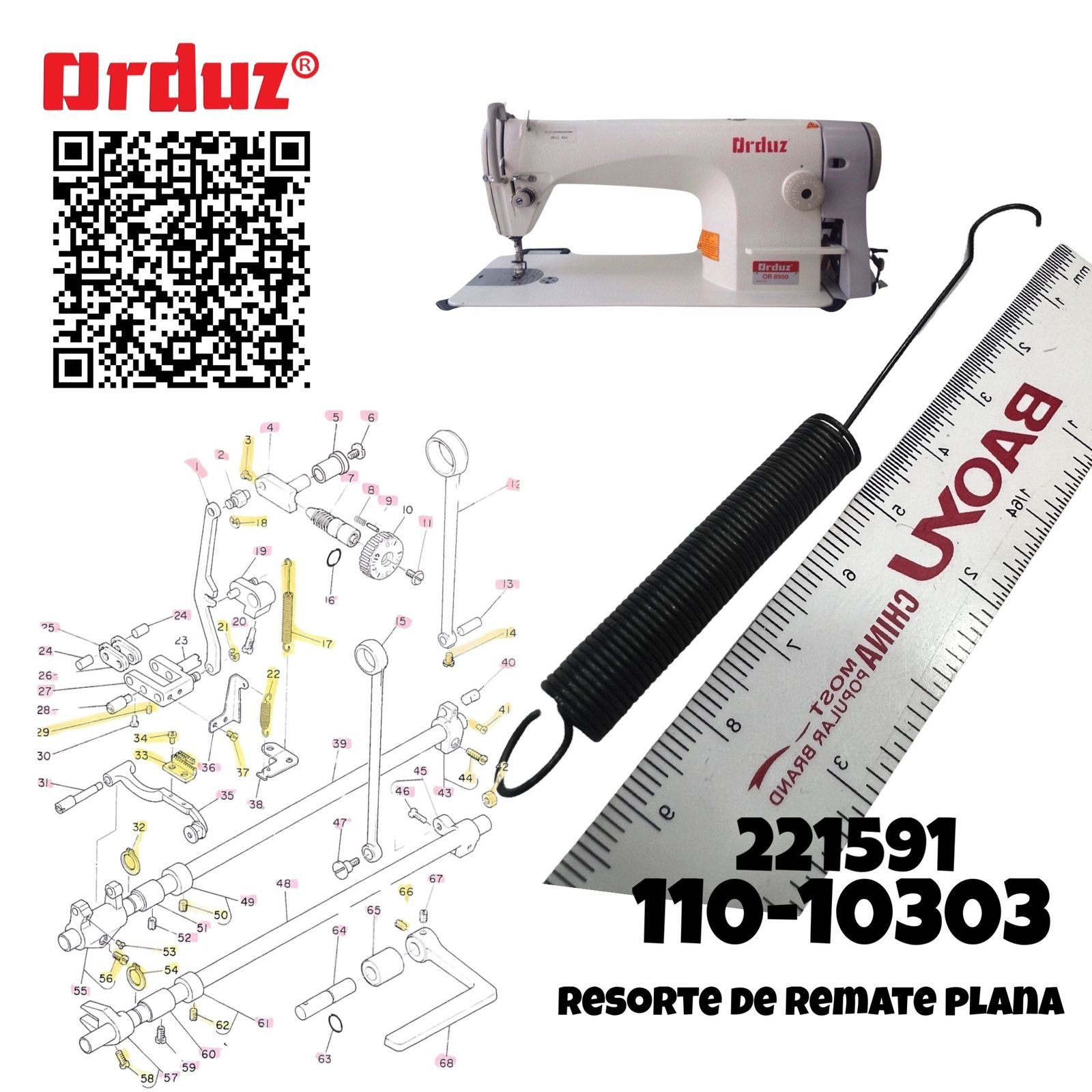 12-3 221591 110-10303 RESORTE PLANA REMATADOR JUKI 5550 JUKI 8500 JUKI 8900