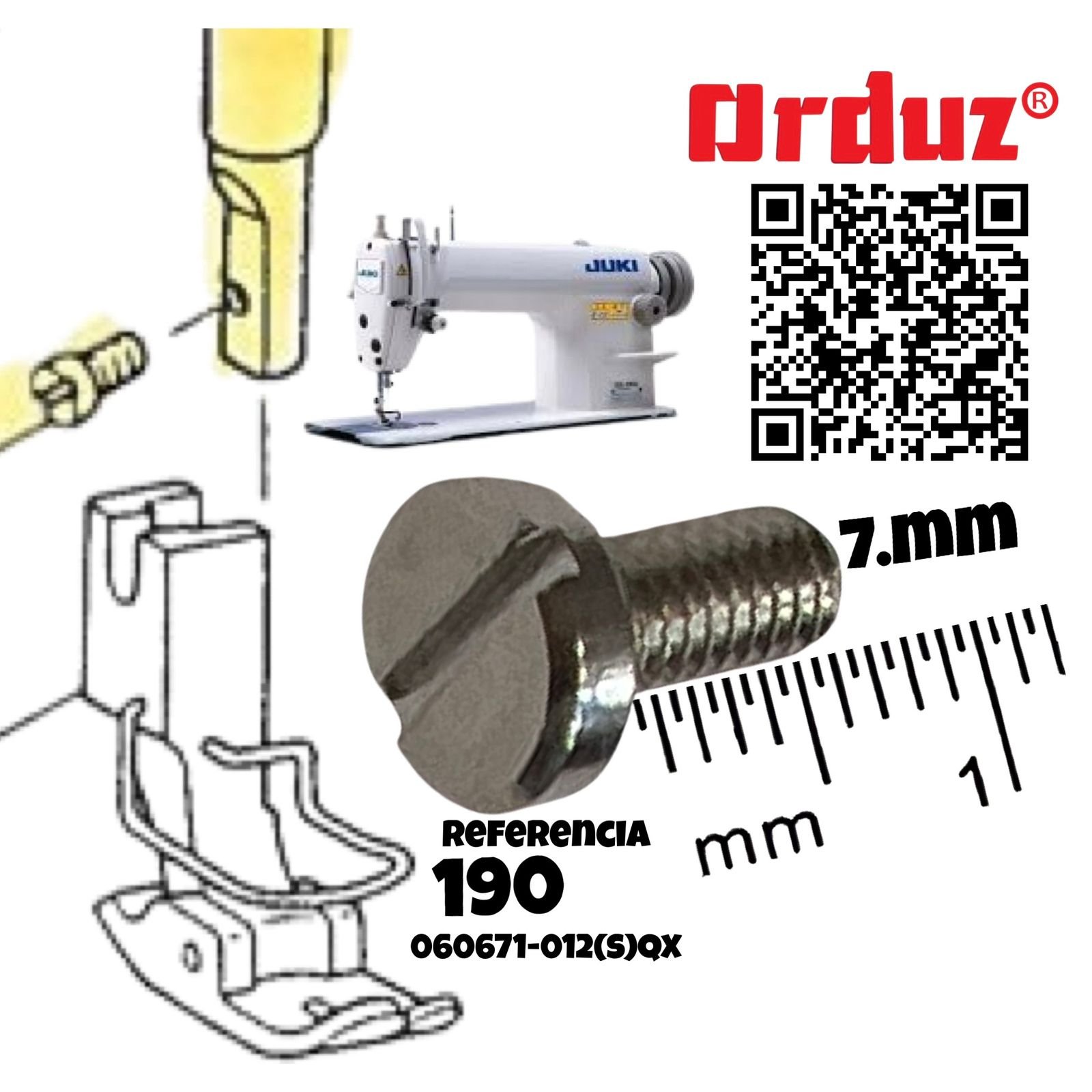 190QX-7.7MM TORNILLO PRENSATELA CORTO DE PLANA JIKI 060671-012