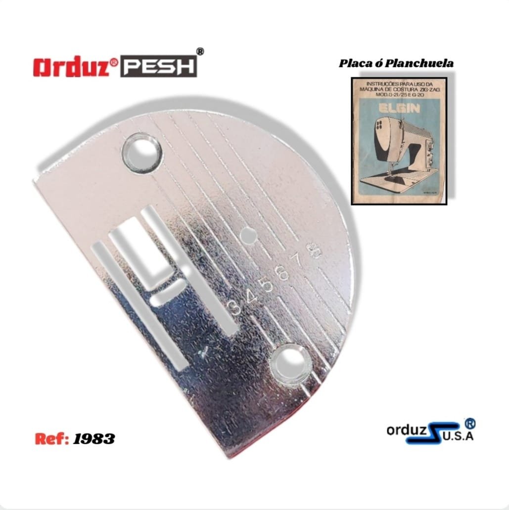 1983 PLANCHUELA MAQUINA DE COSER ELGIN RESPUESTO