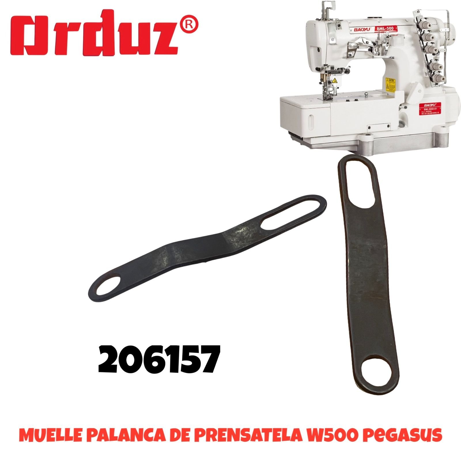 206157 MUELLE PALANCA DE PRENSATELA W500 PEGASUS RECUBRIDORA