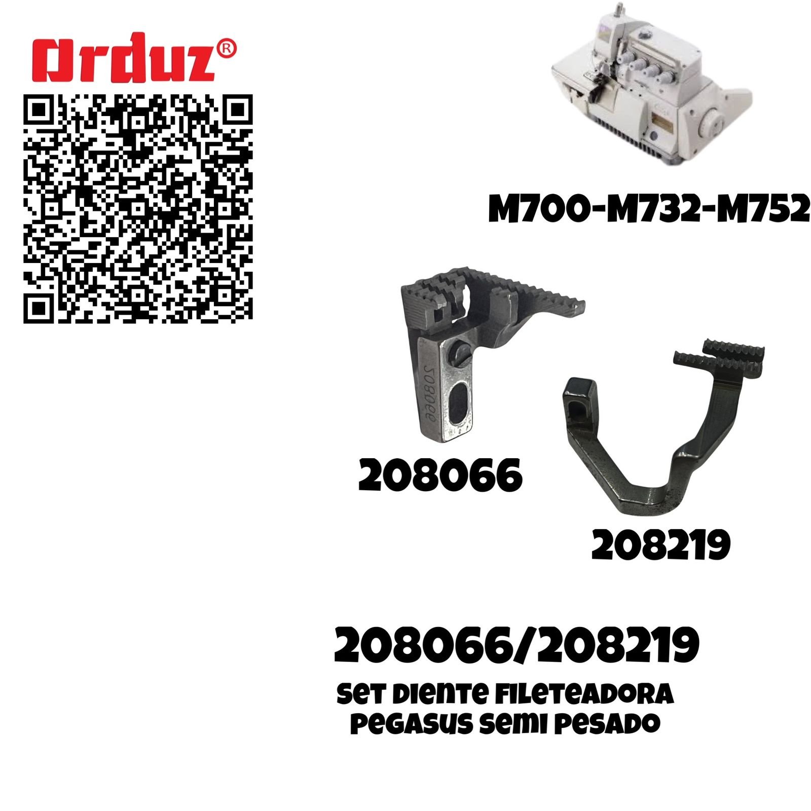 208219 208066 SET SE DE DIENTES DILETEADORA PEGASUS M700 PEGASUS M732 PEGASUS M752