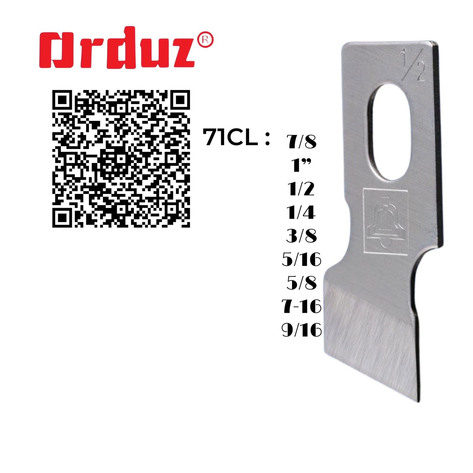 71CL7/8  71CL 1¨  71CL 1/2   71CL1/4   71CL3/8  71CL5/16 71CL5/8  71CL7/16 71CL 9/16  CUCHILLA DE OJALADORA REPUESTOS