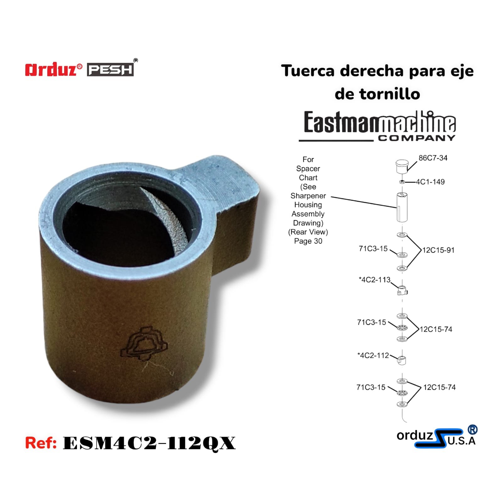 Tuerca Derecha 4C2-112 para Cortadora Eastman