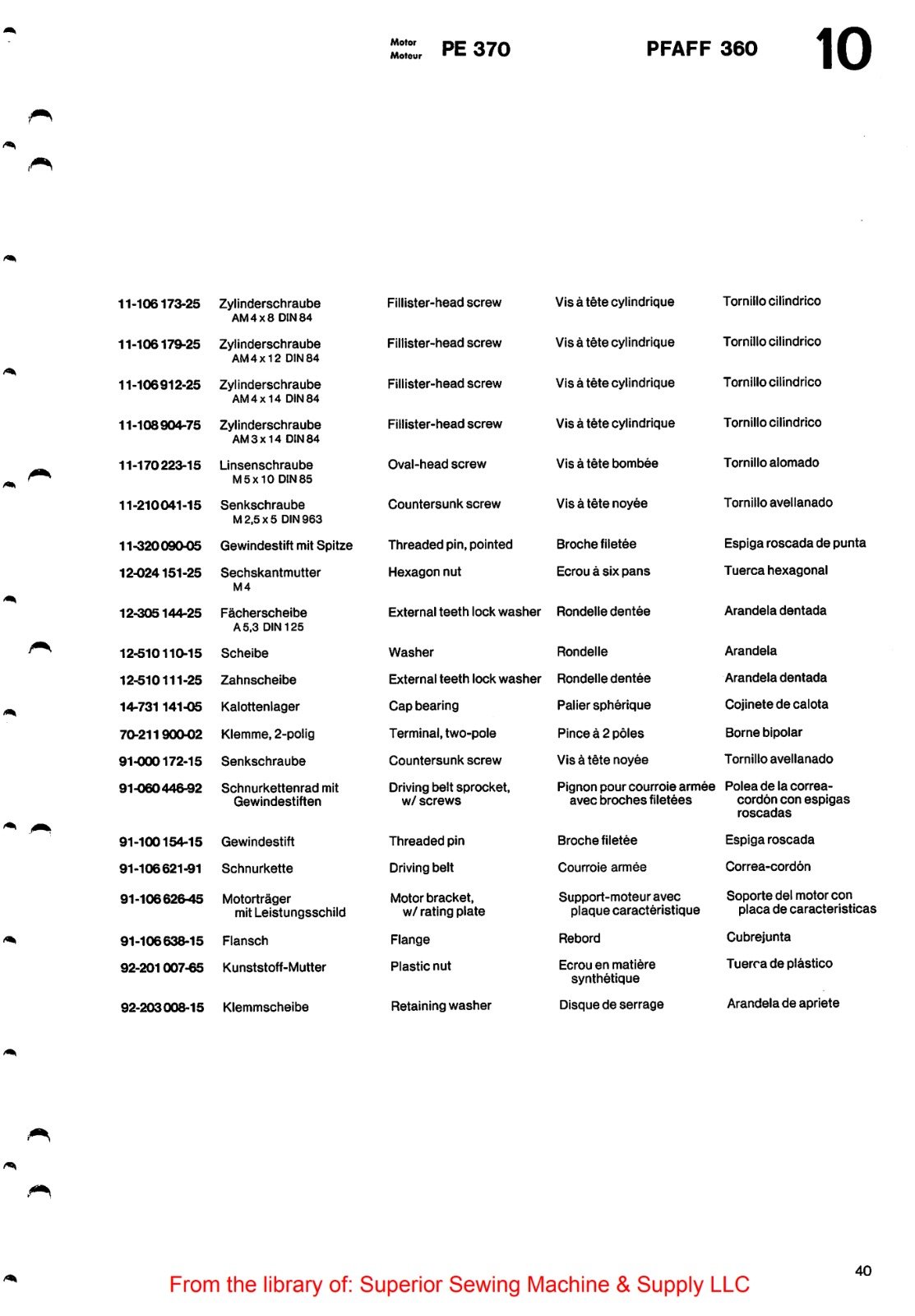 Catálogo de Partes para Máquina PFAFF 260 - Imagen 11