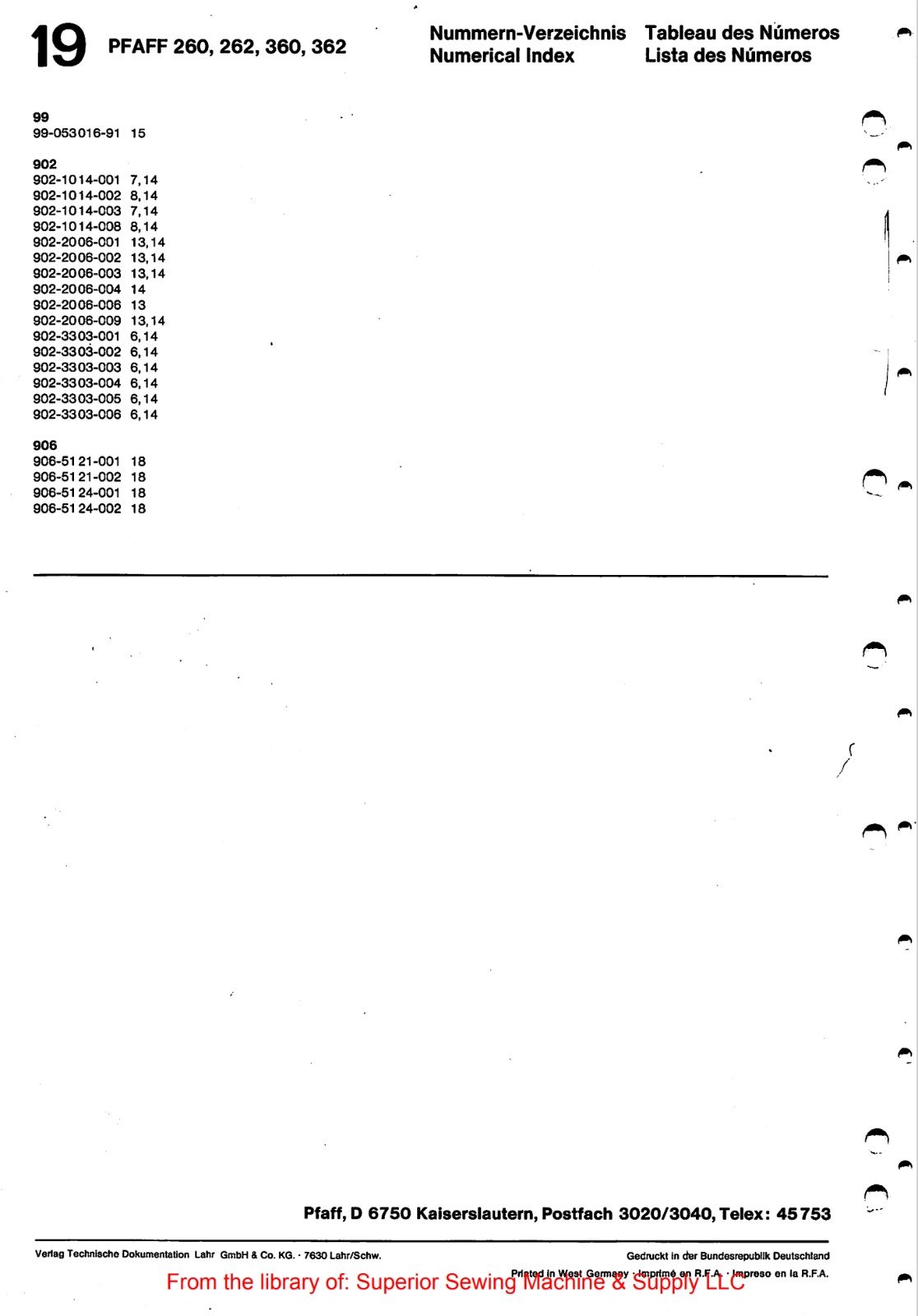 Catálogo de Partes para Máquina PFAFF 260 - Imagen 15