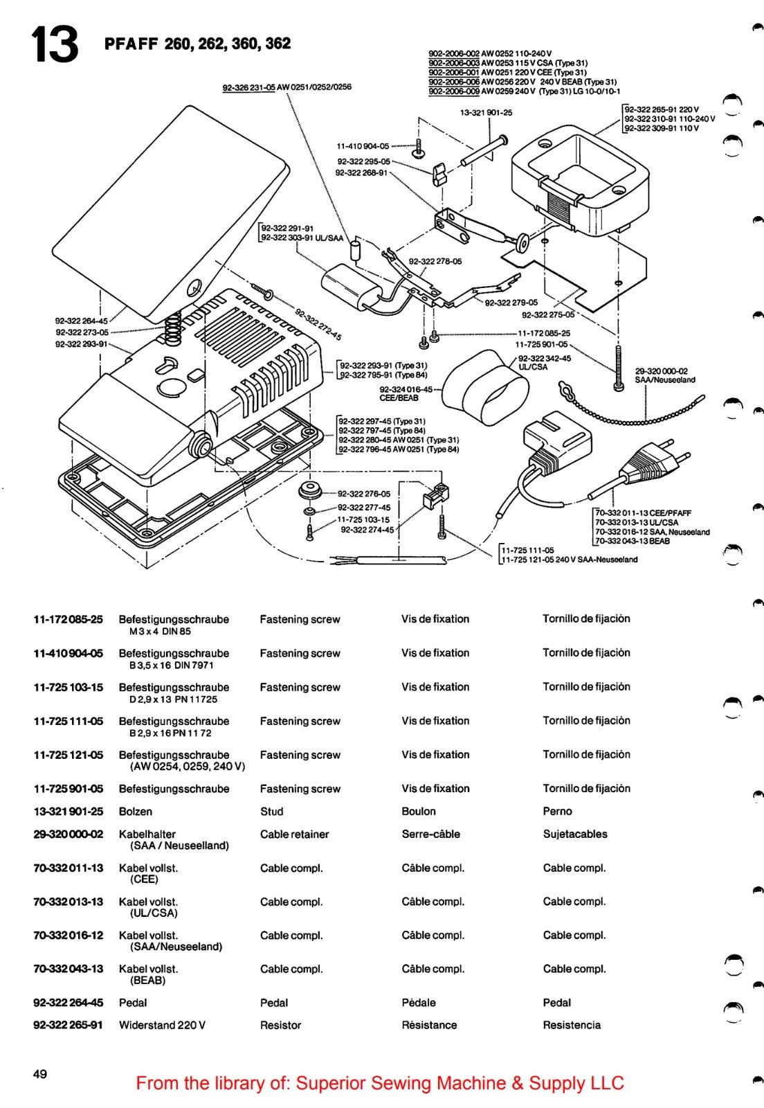 Catálogo de Partes para Máquina PFAFF 260 - Imagen 18