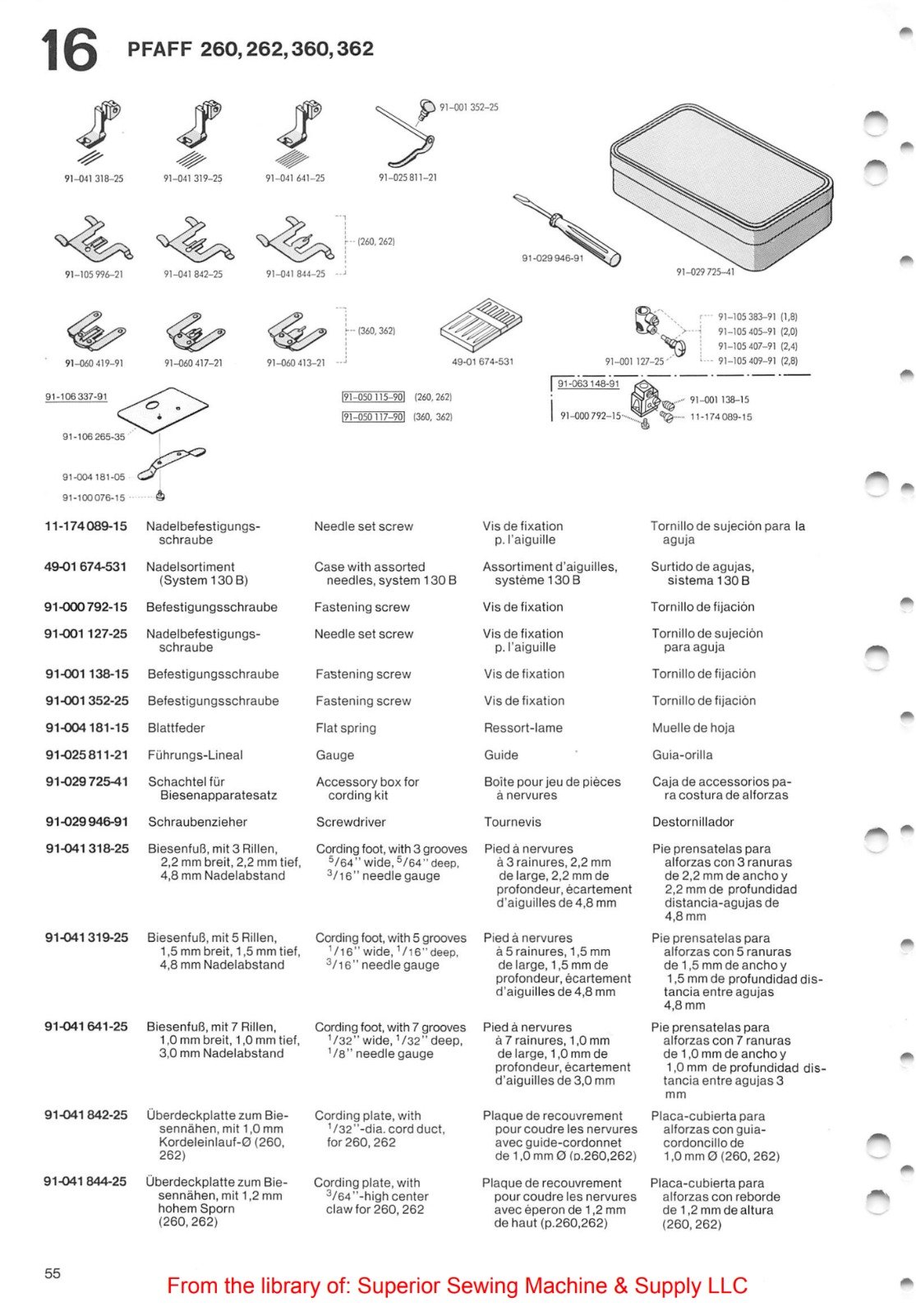Catálogo de Partes para Máquina PFAFF 260 - Imagen 19
