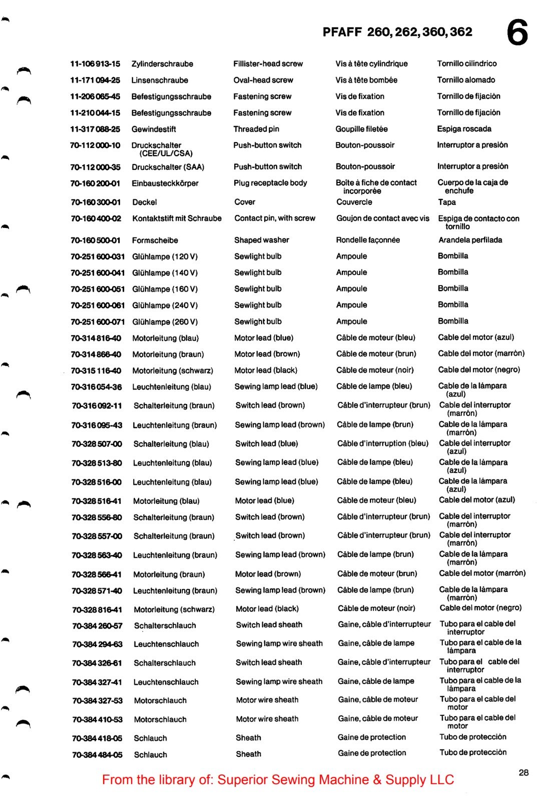 Catálogo de Partes para Máquina PFAFF 260 - Imagen 27