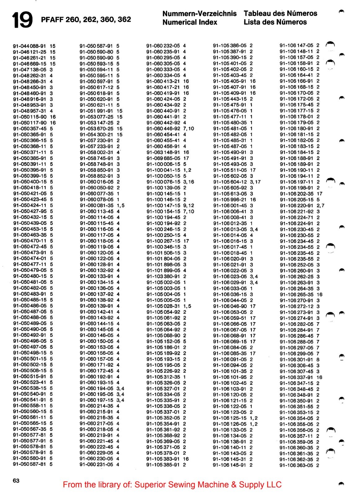 Catálogo de Partes para Máquina PFAFF 260 - Imagen 30