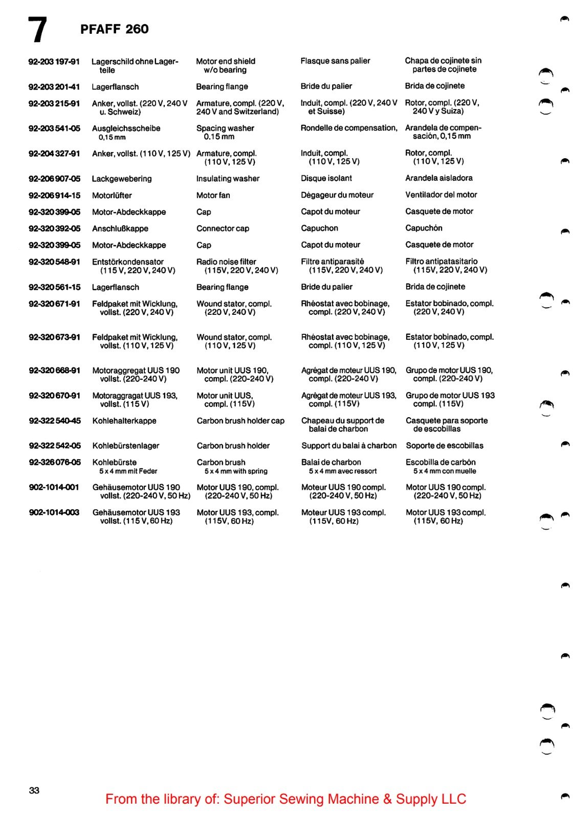 Catálogo de Partes para Máquina PFAFF 260 - Imagen 31