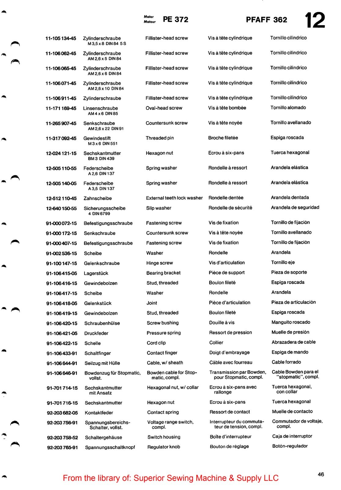 Catálogo de Partes para Máquina PFAFF 260 - Imagen 36