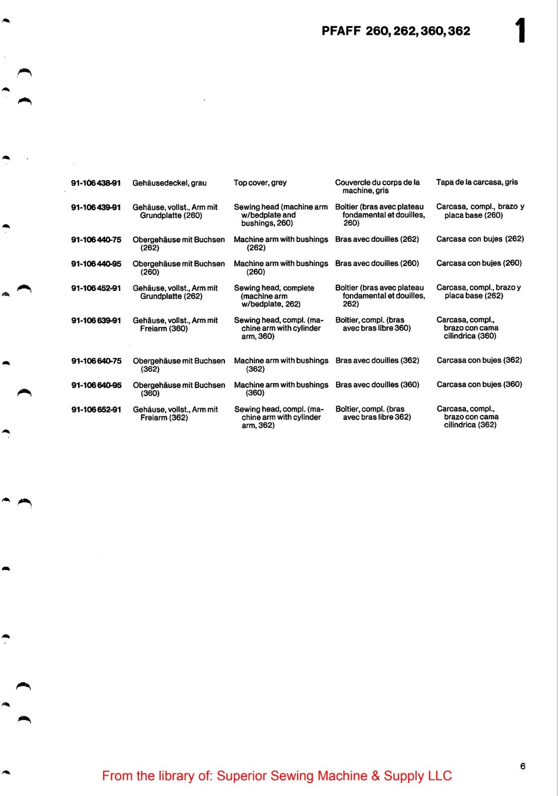 Catálogo de Partes para Máquina PFAFF 260 - Imagen 37