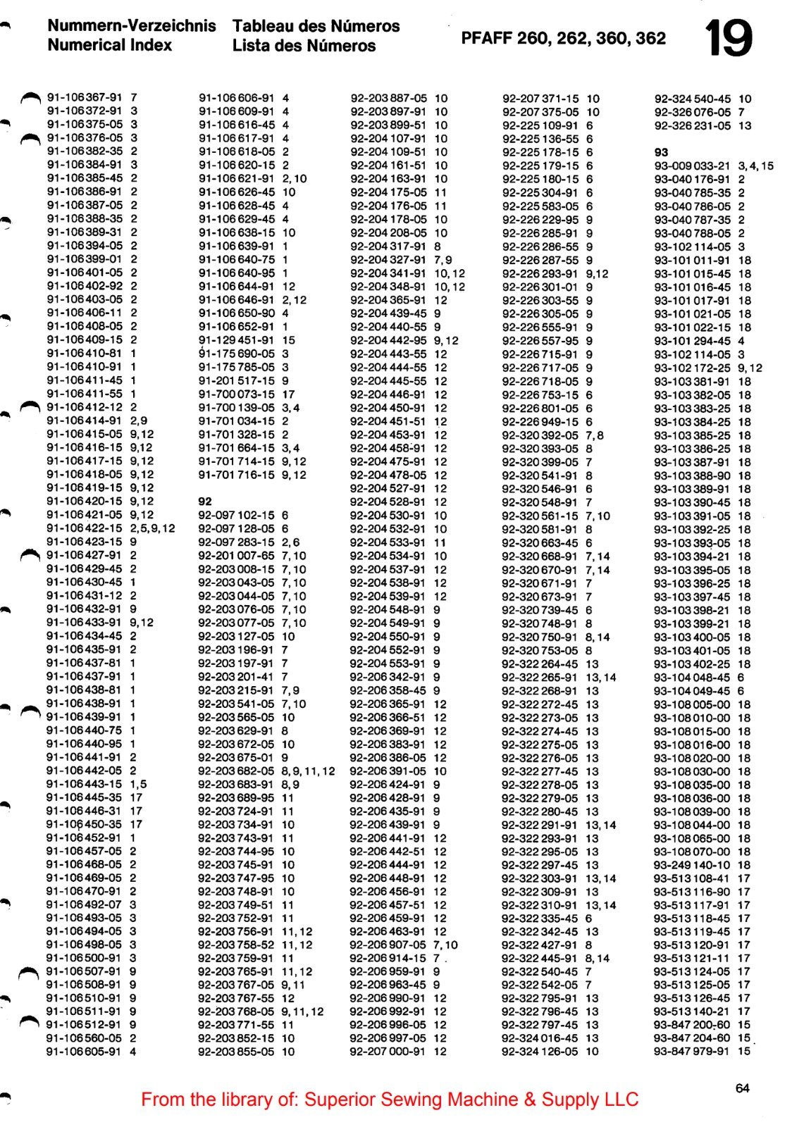 Catálogo de Partes para Máquina PFAFF 260 - Imagen 39