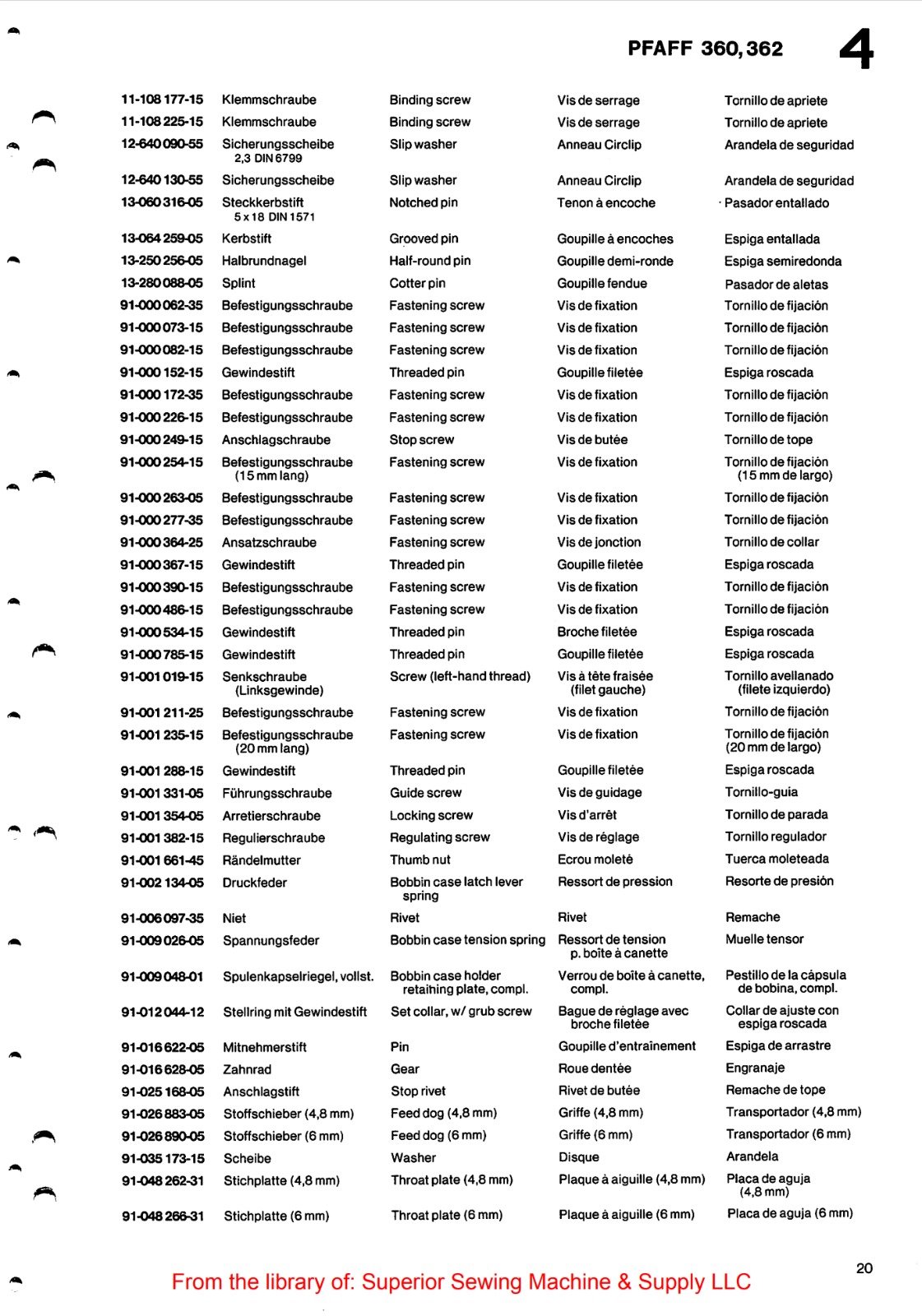 Catálogo de Partes para Máquina PFAFF 260 - Imagen 40