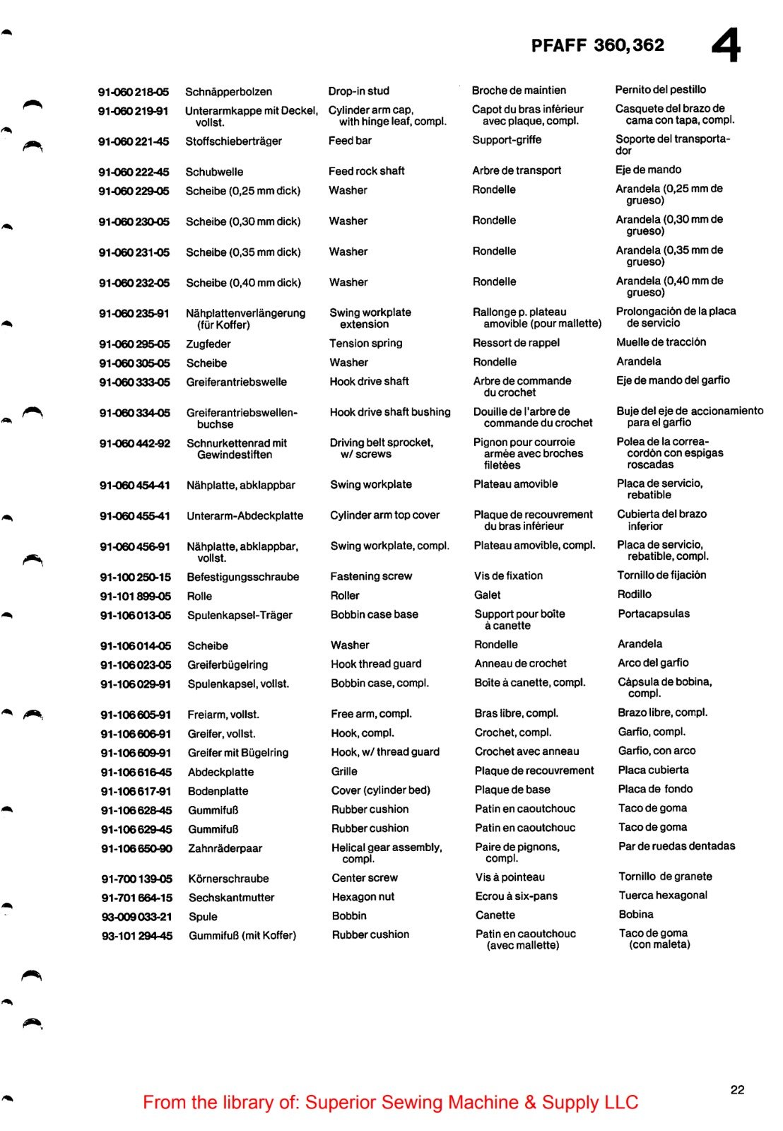 Catálogo de Partes para Máquina PFAFF 260 - Imagen 52