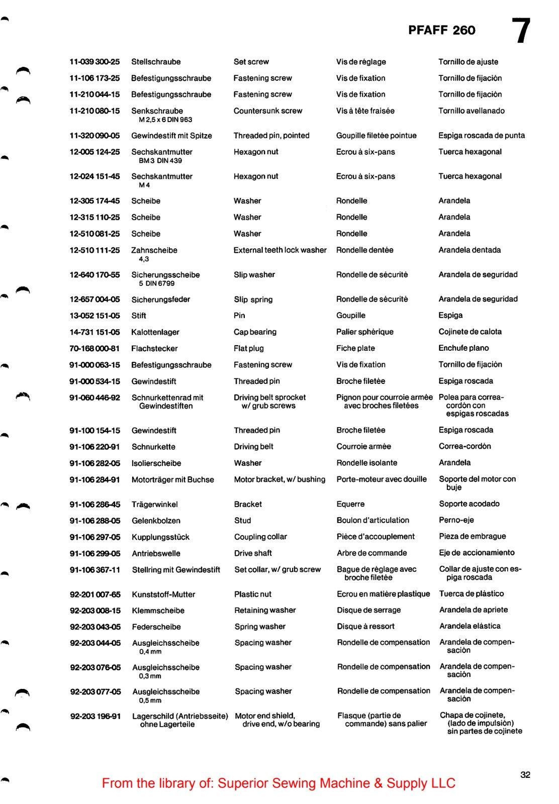 Catálogo de Partes para Máquina PFAFF 260 - Imagen 53