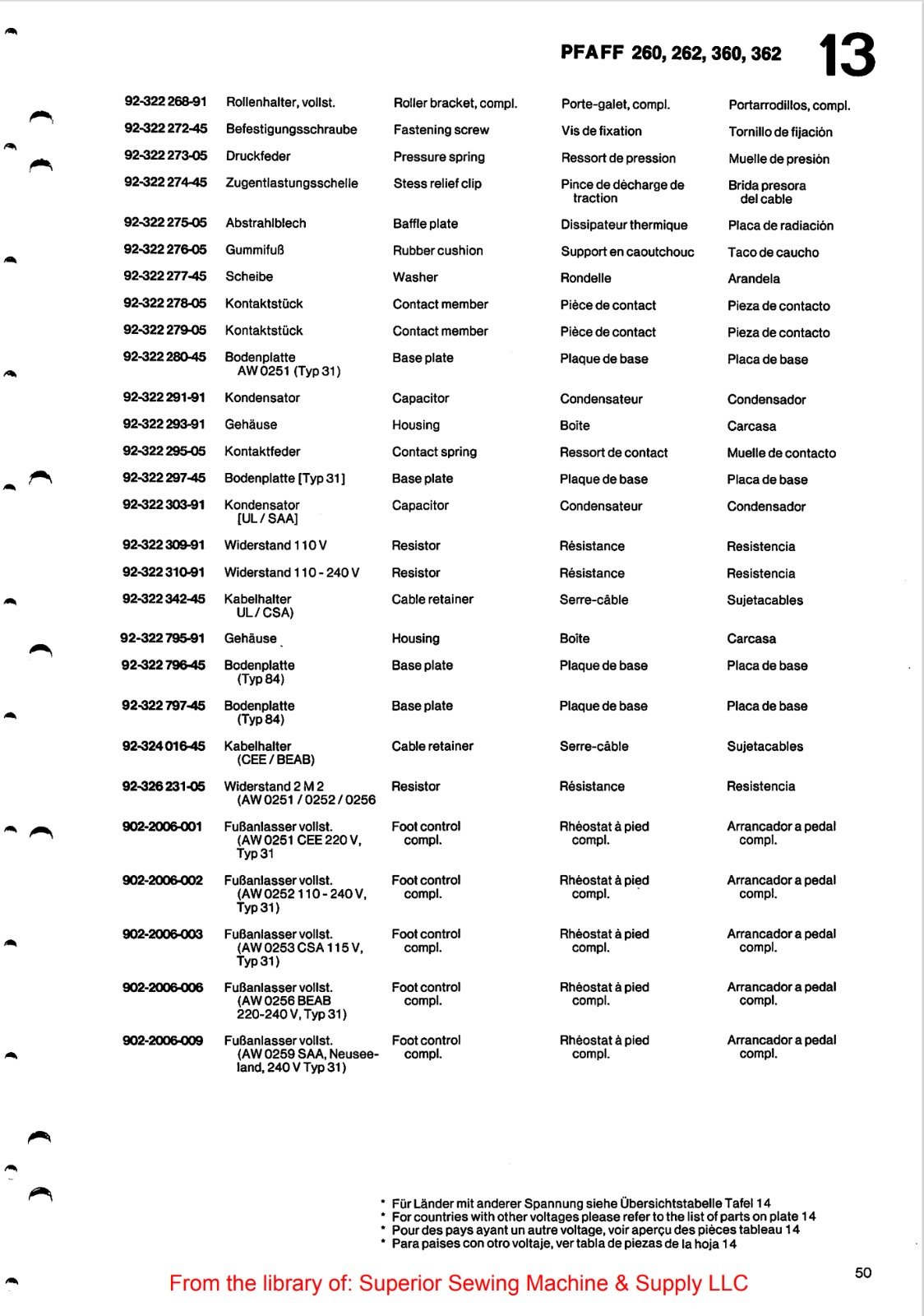 Catálogo de Partes para Máquina PFAFF 260 - Imagen 56