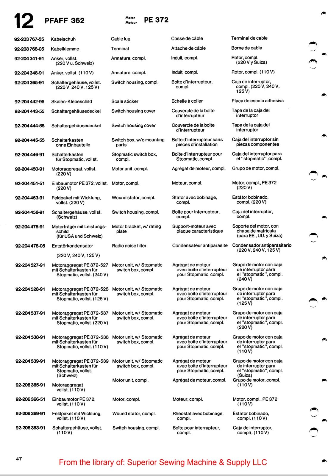 Catálogo de Partes para Máquina PFAFF 260 - Imagen 59