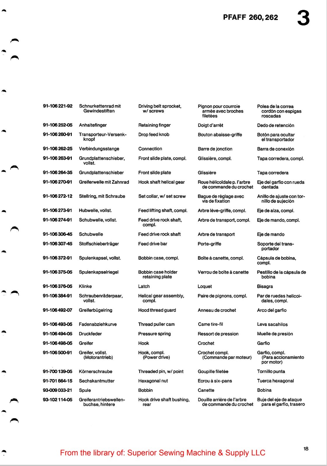 Catálogo de Partes para Máquina PFAFF 260 - Imagen 60