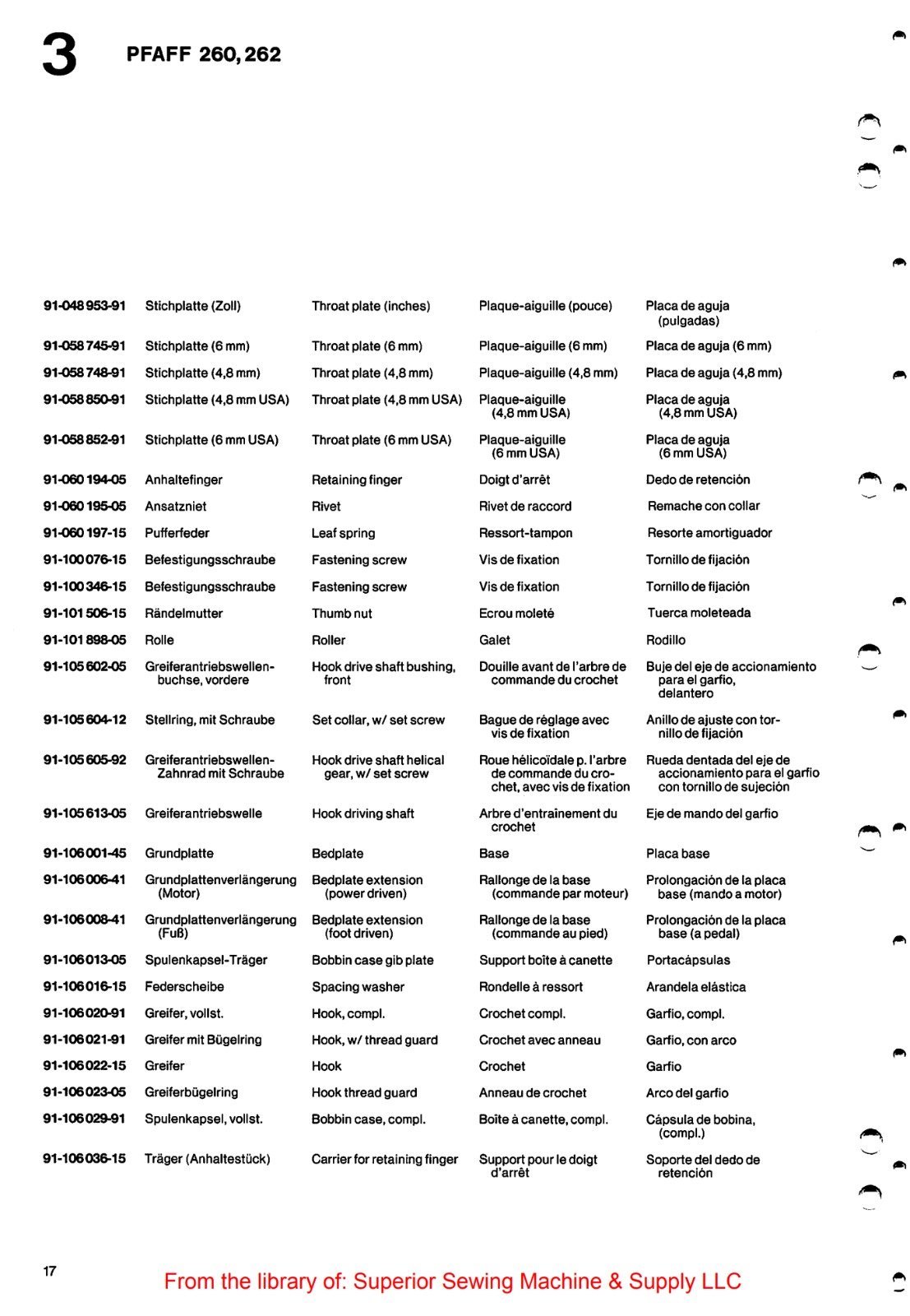 Catálogo de Partes para Máquina PFAFF 260 - Imagen 62