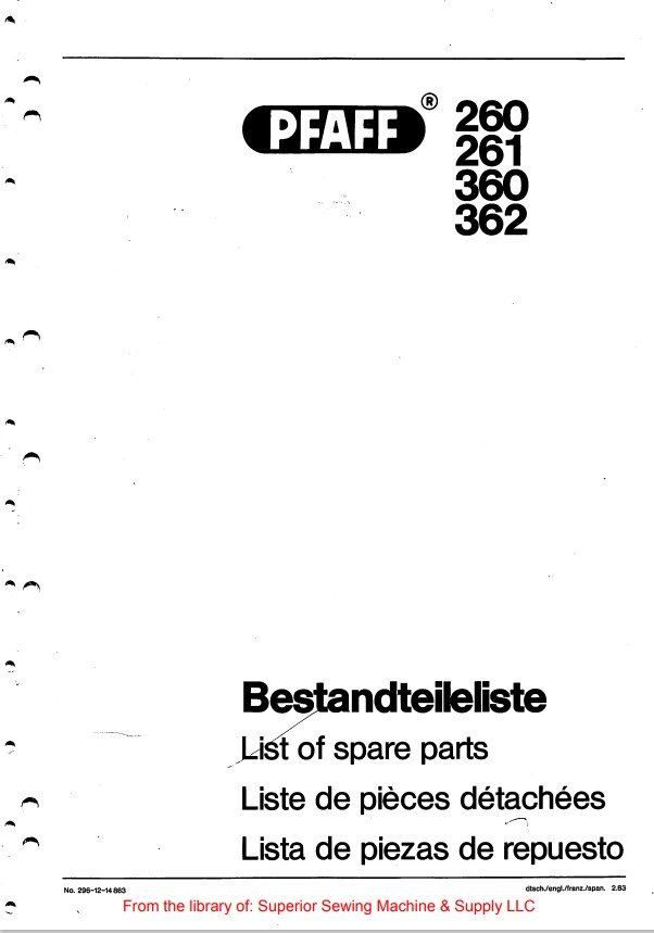 Catálogo de Partes para Máquina PFAFF 260 - Imagen 63
