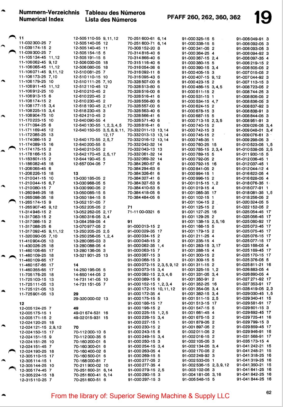 Catálogo de Partes para Máquina PFAFF 260 - Imagen 9