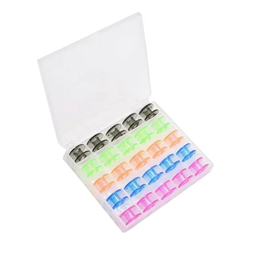 Carreteles de Hilo Plásticos B-2518P Clase 15 – Caja con 25 Unidades Compatibles con Máquinas de Coser Brother, Singer y Janome